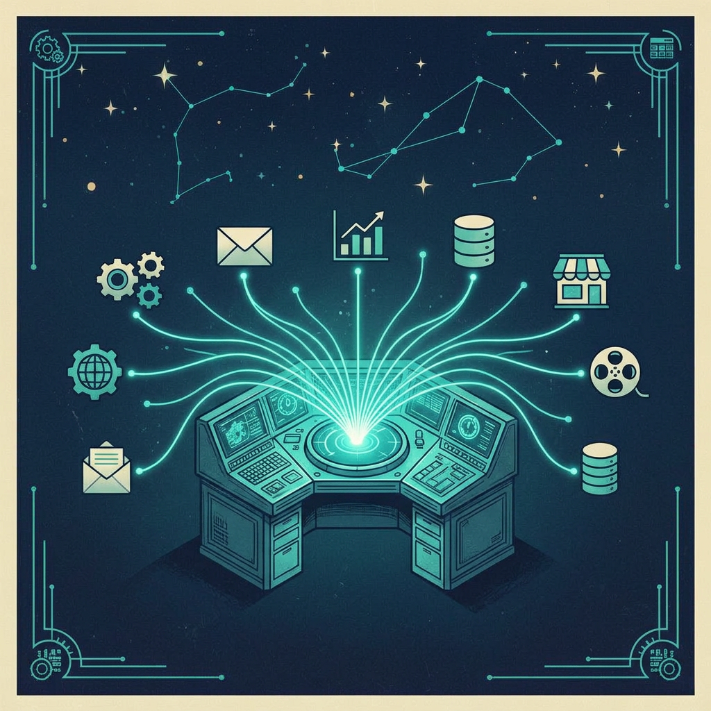 One console at the center, threads to many connected systems