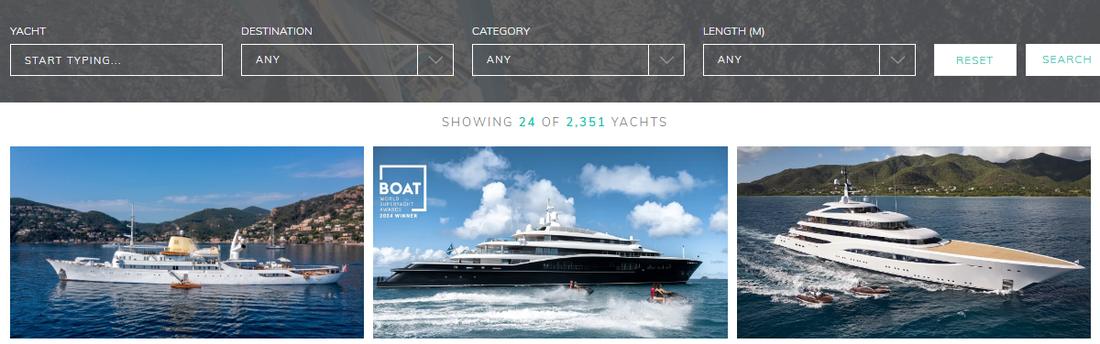 Yacht charter search with a live catalogue of 2,351 yachts